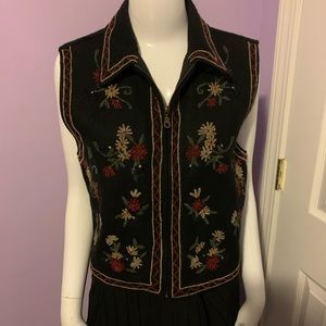 VTG New Directions Wool ZIP Vest Embroidered
